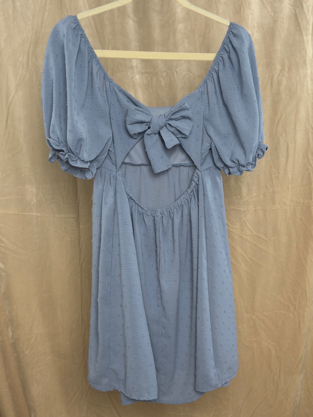 Altar'd State Blue Swiss Dot Tie Back Mini Dress - Picture 2 of 6